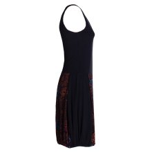 Vishes Damen Kleid Baumwolle geblümt Ballonkleid ärmellos schwarz 40