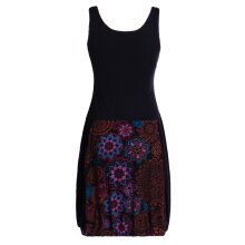 Vishes Damen Kleid Baumwolle geblümt Ballonkleid ärmellos schwarz 44