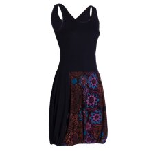 Vishes Damen Kleid Baumwolle geblümt Ballonkleid ärmellos schwarz 46