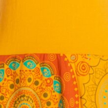 Vishes Damen mittellanges Kleid Baumwolle geometrisches Muster Ballonkleid gelb 38