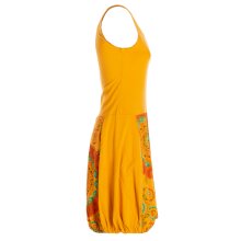 Vishes Damen mittellanges Kleid Baumwolle geometrisches Muster Ballonkleid gelb 38