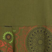 Vishes Damen mittellanges Kleid Baumwolle geometrisches Muster Ballonkleid olive 40