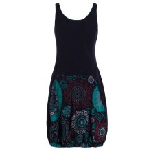 Vishes Damen mittellanges Kleid Baumwolle geometrisches Muster Ballonkleid schwarz 40
