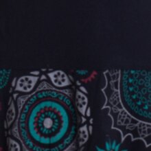 Vishes Damen mittellanges Kleid Baumwolle geometrisches Muster Ballonkleid schwarz 44