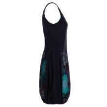 Vishes Damen mittellanges Kleid Baumwolle geometrisches Muster Ballonkleid schwarz 44