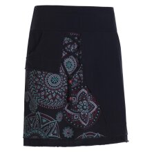 Vishes Damen Mini-Rock Baumwolle Mandala-Muster breiter Bund zum Schnüren mit Taschen schwarz 36
