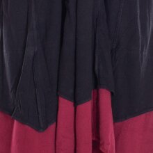 Vishes Damen Wadenlang Kleid Baumwolle Fantasie A-Linie Rückenfrei schwarz-dunkelrot 42