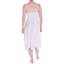 Vishes Damen Wadenlang Kleid Baumwolle Fantasie A-Linie Rückenfrei weiß 38