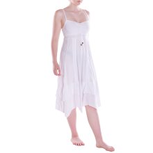 Vishes Damen Wadenlang Kleid Baumwolle Fantasie A-Linie Rückenfrei weiß 38