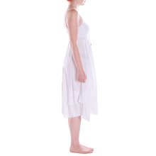 Vishes Damen Wadenlang Kleid Baumwolle Fantasie A-Linie Rückenfrei weiß 38