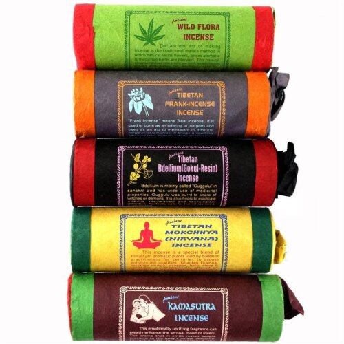 30 Räucherstäbchen Himalaya Tibet Nepal Stäbchenhalter 5er Set IV klassische tibetische Räuchermischung