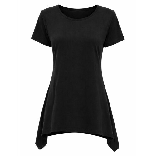 Vishes Kurzarm Zipfeltop Damen Asymmetrisch Unifarben Jersey Baumwolle