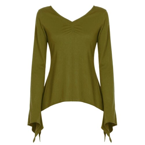 Vishes Zipfelshirt Damen Langarm Zipfelärmel V-Ausschnitt Jersey