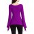 Vishes Zipfelshirt Damen Langarm Zipfelärmel V-Ausschnitt Jersey violett 40