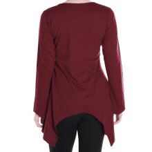 Vishes - Einfarbige Baumwoll Zipfel-Tunika Damen Langarm Herbst Asymmetrisch dunkelrot 42