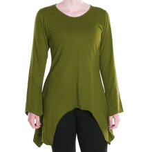 Vishes - Einfarbige Baumwoll Zipfel-Tunika Damen Langarm...