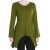 Vishes - Einfarbige Baumwoll Zipfel-Tunika Damen Langarm Herbst Asymmetrisch olive 42