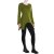 Vishes - Einfarbige Baumwoll Zipfel-Tunika Damen Langarm Herbst Asymmetrisch olive 42