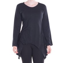 Vishes - Einfarbige Baumwoll Zipfel-Tunika Damen Langarm...