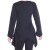 Vishes - Einfarbige Baumwoll Zipfel-Tunika Damen Langarm Herbst Asymmetrisch schwarz 42
