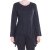 Vishes - Einfarbige Baumwoll Zipfel-Tunika Damen Langarm Herbst Asymmetrisch schwarz 46