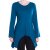 Vishes - Einfarbige Baumwoll Zipfel-Tunika Damen Langarm Herbst Asymmetrisch türkis 38