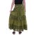 Vishes Damen Maxi-Rock Baumwolle Vintage Retro extra breiter Bund mit Kordel-Zug olive