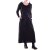 Vishes Langes Latzkleid Damen Handgewebt Bindeträger Gürtel Oversize schwarz 42-44