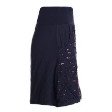 Vishes Damen A-Linie Rock Baumwolle Blumen-Muster elastischer Bund mit Taschen schwarz 42-44