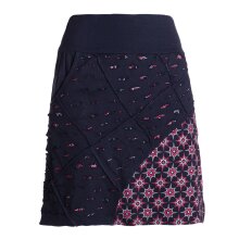 Vishes Damen A-Linie Rock Baumwolle Blumen-Muster elastischer Bund mit Taschen schwarz 42-44