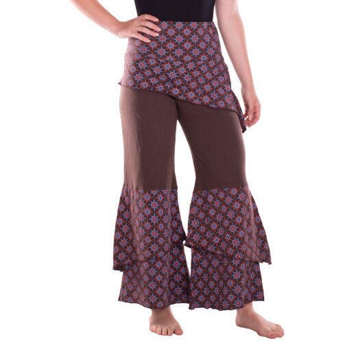 Vishes Schlaghose Zipfelhose Hippie Hose Sommerhose aus Jersey bedruckt braun 36
