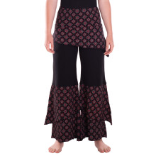 Vishes Schlaghose Zipfelhose Hippie Hose Sommerhose aus Jersey bedruckt schwarz 38