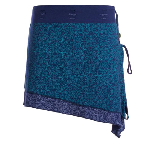 Vishes Damen Mini-Rock Baumwolle Blumen-Muster extra breiter Bund mit Kordel-Zug und Taschen dunkelblau 36