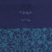 Vishes Damen Mini-Rock Baumwolle Blumen-Muster extra breiter Bund mit Kordel-Zug und Taschen dunkelblau 36