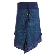 Vishes Damen Mini-Rock Baumwolle Blumen-Muster extra breiter Bund mit Kordel-Zug und Taschen dunkelblau 36