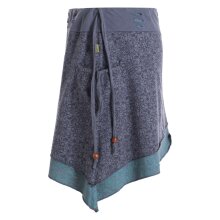 Vishes Damen Mini-Rock Baumwolle Blumen-Muster extra breiter Bund mit Kordel-Zug und Taschen grau 40-42