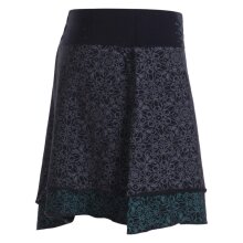 Vishes Damen Mini-Rock Baumwolle Blumen-Muster extra breiter Bund mit Kordel-Zug und Taschen schwarz-grau 36