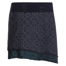 Vishes Damen Mini-Rock Baumwolle Blumen-Muster extra breiter Bund mit Kordel-Zug und Taschen schwarz-grau 40-42