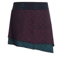 Vishes Damen Mini-Rock Baumwolle Blumen-Muster extra breiter Bund mit Kordel-Zug und Taschen schwarz-rot 36