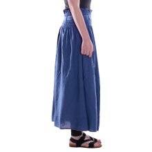 Vishes Damen Maxi-Rock Baumwolle Boho elastischer Bund mit Kordel-Zug blau
