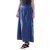 Vishes Damen Maxi-Rock Baumwolle Boho elastischer Bund mit Kordel-Zug blau