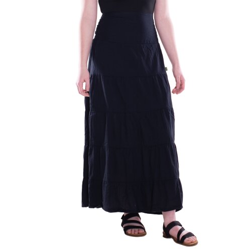 Vishes Damen Maxi-Rock Baumwolle Vintage, Retro elastischer Bund mit Kordel-Zug schwarz 34-42