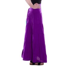 Vishes Damen Maxi-Rock Baumwolle Vintage, Retro elastischer Bund mit Kordel-Zug violett 34-42