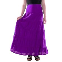 Vishes Damen Maxi-Rock Baumwolle Vintage, Retro elastischer Bund mit Kordel-Zug violett 34-42
