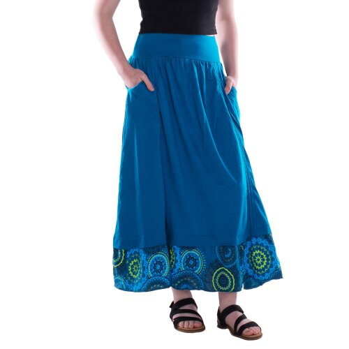 Vishes langer Baumwollrock aus Jersey mit verstellbaren Raffbändern und Taschen