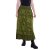 Vishes - langer Damen Maxi-Rock längen-verstellbar Baumwolle Blüten-Muster olive 36