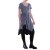 Vishes Damen knielanges Kleid Baumwolle Casual Patchwork hohe Taille grau 44-46
