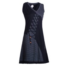 Vishes - Asymmetrisches Damen Sommer Kleid Baumwoll-Keid Shirt-Kleider schwarz-grau 40