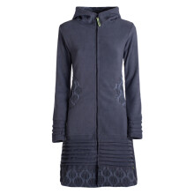 Vishes - Damen Kapuzenjacke lang Fleece Hippiemantel...