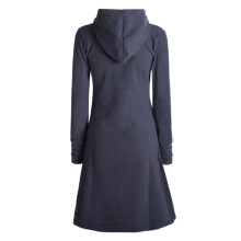 Vishes - Damen Kapuzenjacke lang Fleece Hippiemantel Übergangsjacke grau 42